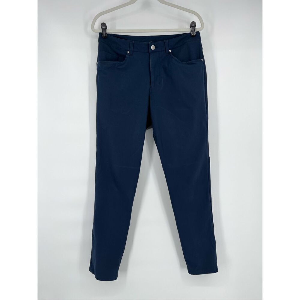 Lululemon ABC Pant Slim Size 31 Warpstreme Iron Blue EUC M5AD9S Wicking Stretch